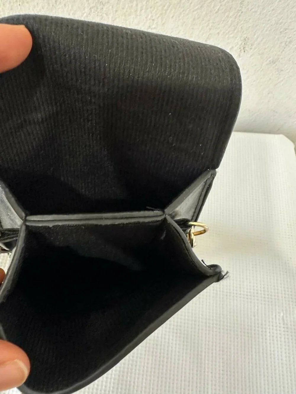 Black Mini Crossbody Phone Purse Pouch Rhinestone Gold Hardware Cross Charm